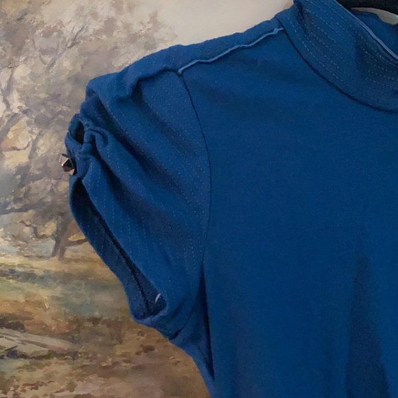 Unusual teal colored wool DVF dress, size 8 - Picture 6 of 7